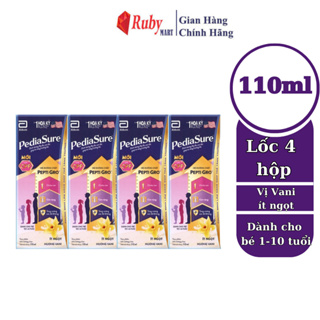 Date T6 24 Lốc 4 hộp sữa nước Pediasure hương vani ít ngọt 110ml cho trẻ