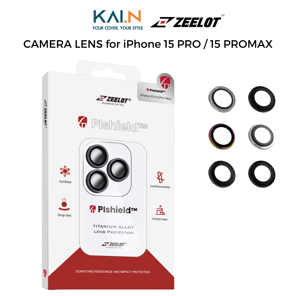Camera Lens Zeelot Dành Cho iPhone 15 Pro Max / iPhone 15 Pro, ZEELOT PISHIELD TITANIUM ALLOY LENS