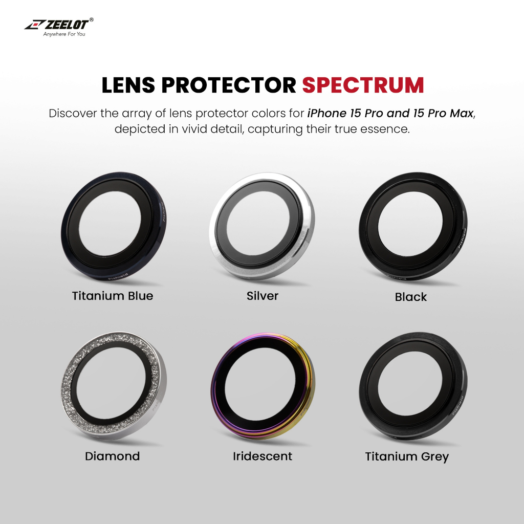 Camera Lens Zeelot Dành Cho iPhone 15 Pro Max / iPhone 15 Pro, ZEELOT PISHIELD TITANIUM ALLOY LENS