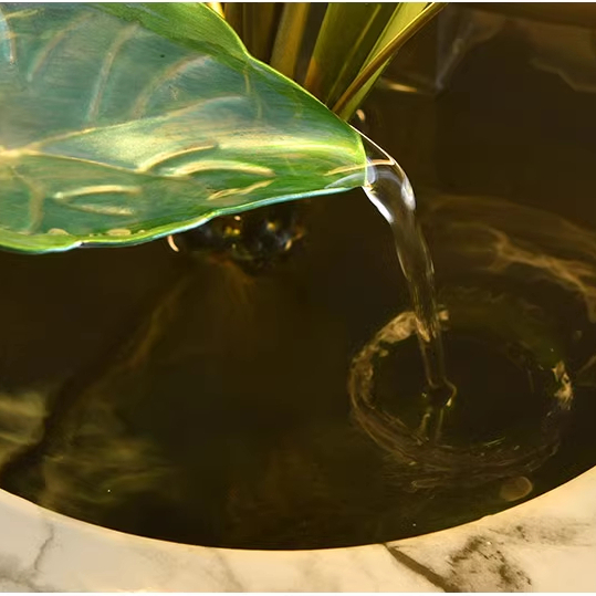 Đèn LED trang trí nước chảy tuần hoàn lá sen phong thủy thu hút tài lộc, may mắn, làm quà tân gia