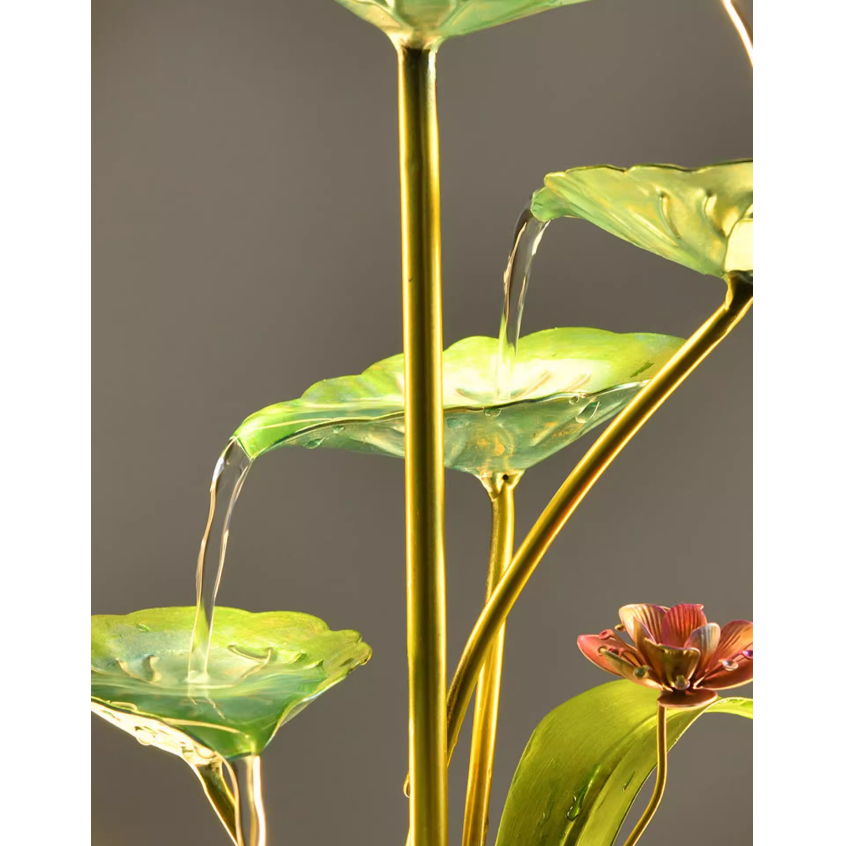 Đèn LED trang trí nước chảy tuần hoàn lá sen phong thủy thu hút tài lộc, may mắn, làm quà tân gia