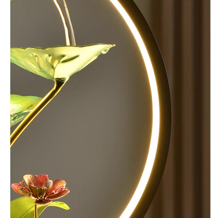 Đèn LED trang trí nước chảy tuần hoàn lá sen phong thủy thu hút tài lộc, may mắn, làm quà tân gia