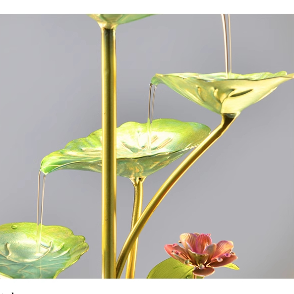 Đèn LED trang trí nước chảy tuần hoàn lá sen phong thủy thu hút tài lộc, may mắn, làm quà tân gia