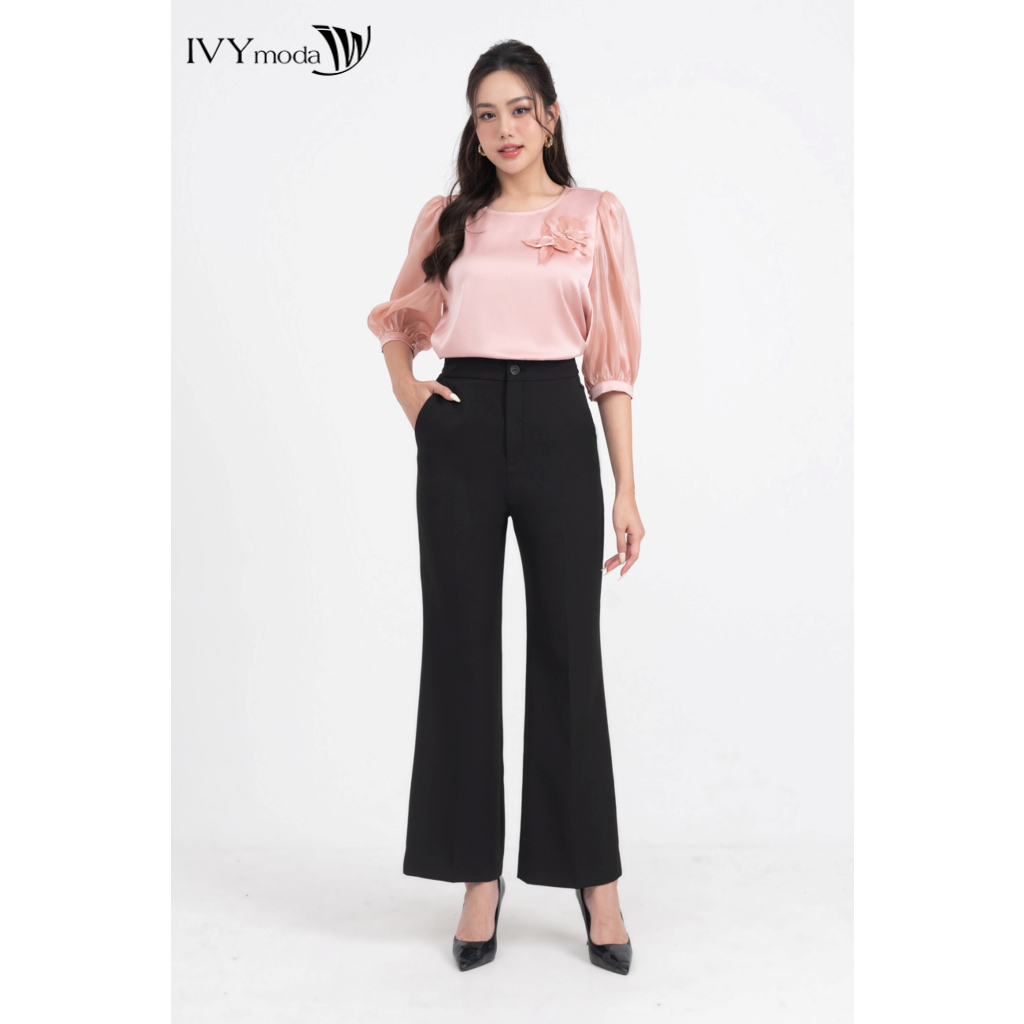 Quần vải Tuysi ống loe nữ IVY moda MS 22M8564