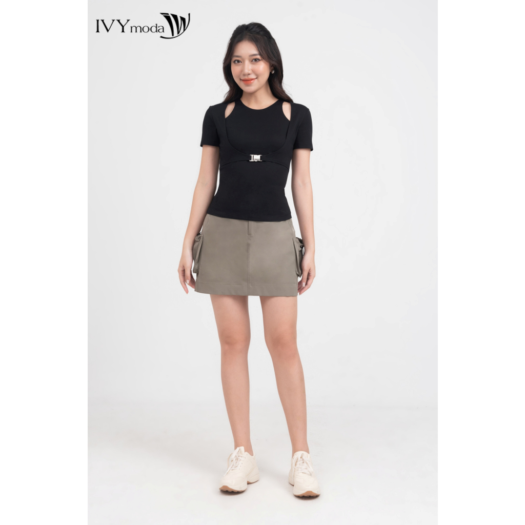 Áo thun nữ khuy cài IVY moda MS 57M8489