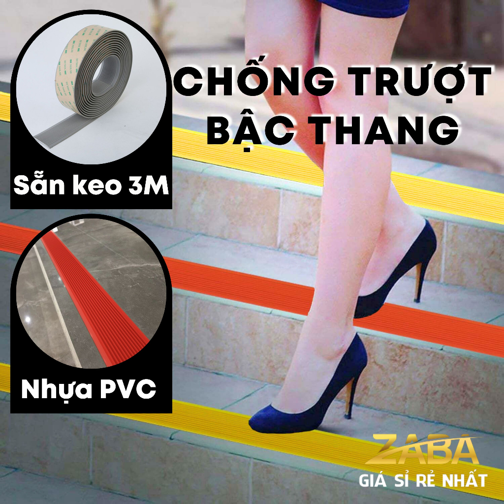 Miếng Dán Chống Trượt, Cuộn Băng Dính Bằng PVC Sẵn Keo 3M Siêu Dính Dán Cầu Thang, Bậc Thềm, Nhà Tắm Zaba