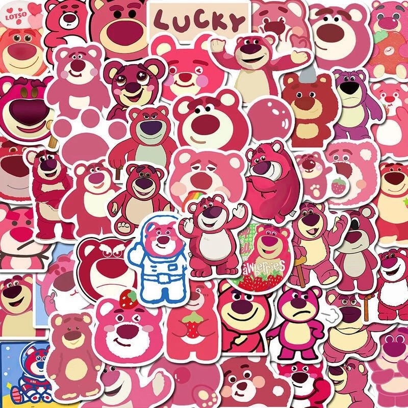 Combo 50 miếng Stiker gấu dâu cute