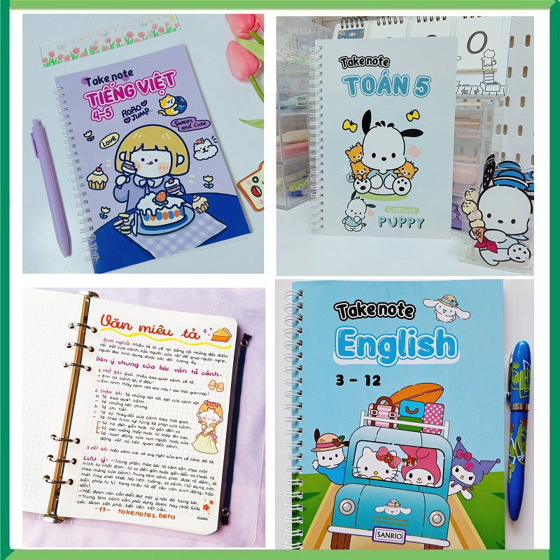 Sổ tay công thức các môn học lớp 5 /  Take note 5 bằng sổ lò xo đẹp khổ A5