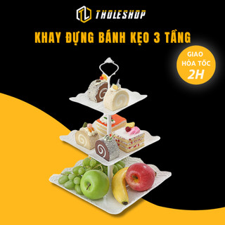 Khay Đựng Bánh Kẹo Tết, Hoa Quả 3 Tầng Đơn Giản, Trang Trí Bàn Ăn Tholeshop  9093