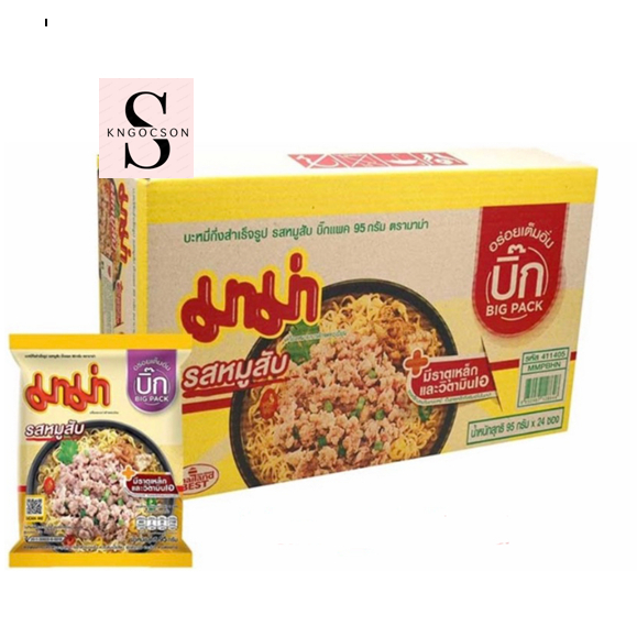 Mì Mama vị thịt heo bằm, tomyum 95G - thùng 24 gói