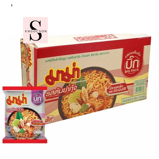 Mì Mama vị thịt heo bằm, tomyum 95G - thùng 24 gói
