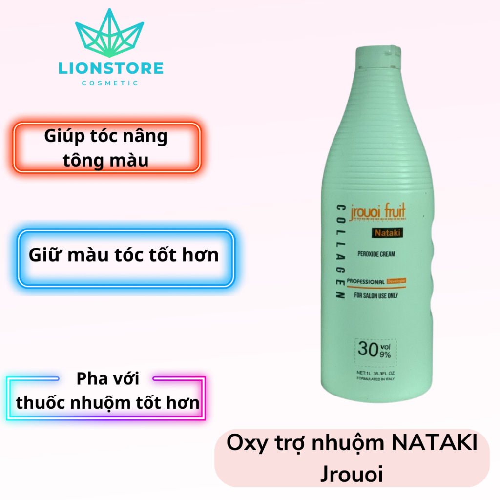 Oxy trợ nhuộm tóc Nataki Jrouoi fruit 1000ml giảm sót da đầu chất kem sánh mịn
