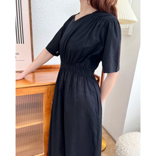 [ogniM Seoul] Váy liền dáng dài eo chun phong cách Hàn Quốc (Made in Korea)