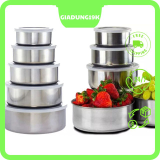 Bộ thố lạnh inox 5 món, Bộ 5 hộp đựng thực phẩm inox có nắp đậy cao cấp, giữ nhiệt lâu, tiện dụng