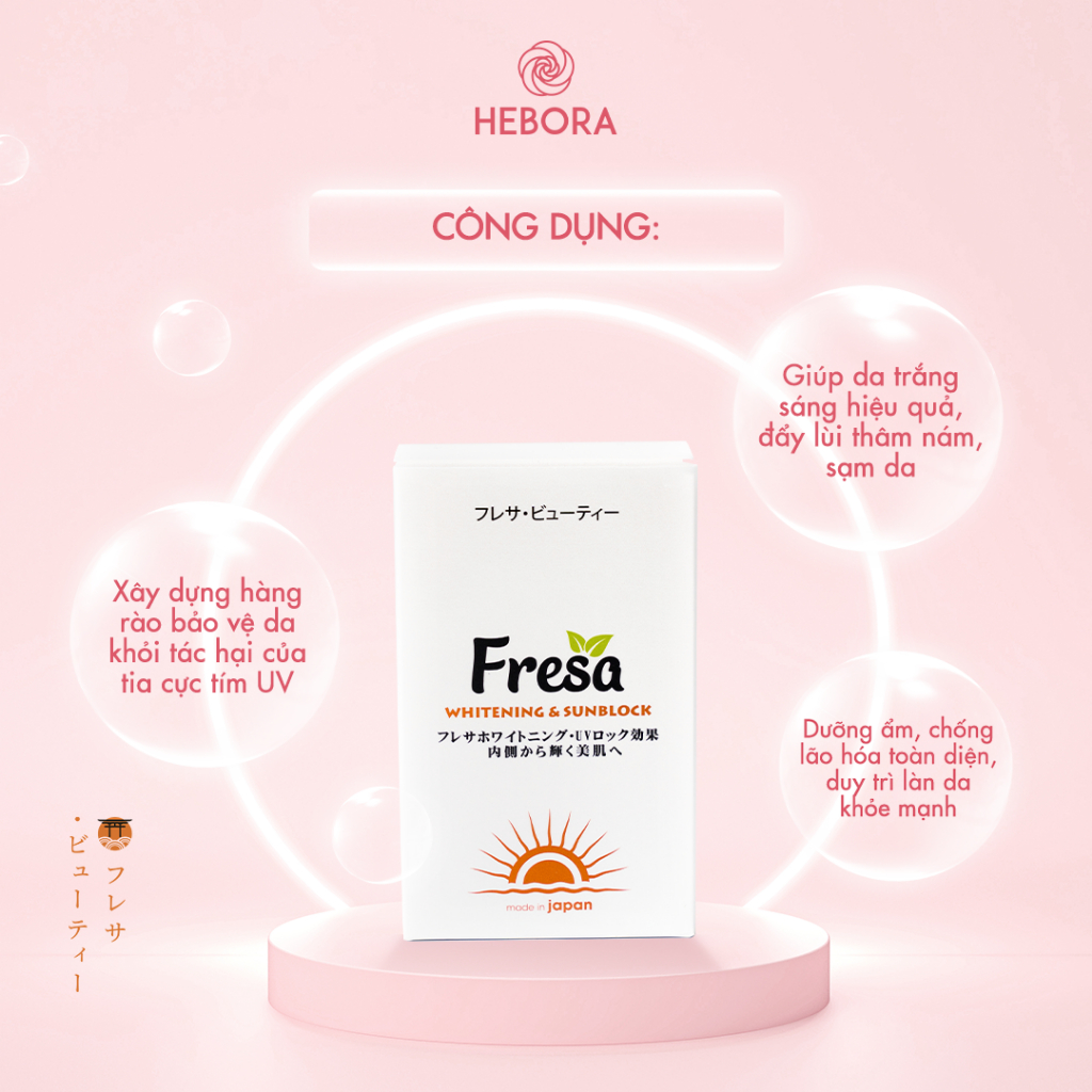 Combo Viên uống Hebora Premium và Viên uống Fresa Whitening & Sunblock