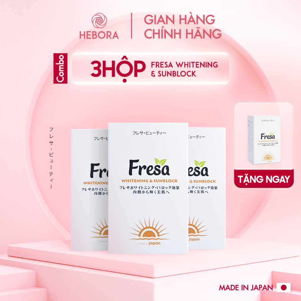 Combo 3 hộp viên uống trắng da và chống nắng nội sinh Fresa Whitening &Sunblock