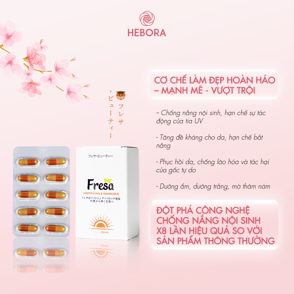 Combo 3 hộp viên uống trắng da và chống nắng nội sinh Fresa Whitening &Sunblock