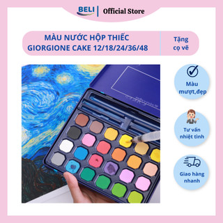 Màu nước hộp thiếc giorgione cake 12/18/24/36/48 màu vẽ cao cấp