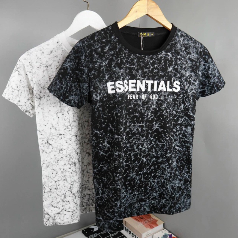 Áo Thun cotton Cổ tròn Tay Ngăn in loang chữ  CTTN