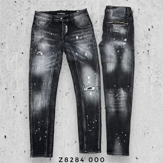 Quần bò côn Dsq2 khóa zip hai bên mông đẹp, Quần jean nam DSQ khóa mông màu đen rách đẹp Z8284