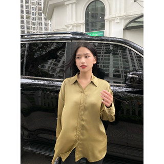 Áo sơ mi lụa trơn basic Méo shop kiểu dáng freesize Elibe