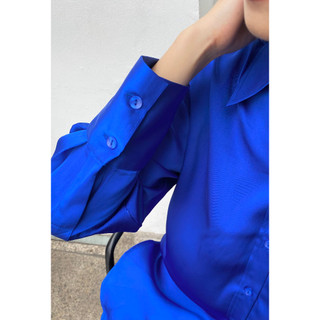 Áo sơ mi lụa trơn basic Méo shop kiểu dáng freesize Elibe