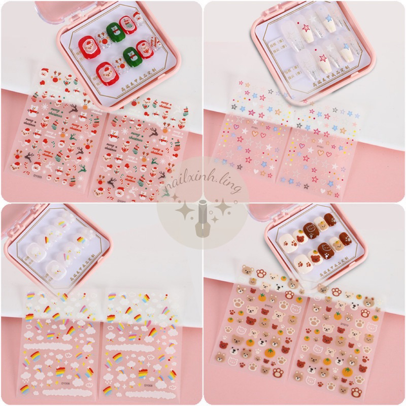 Miếng Dán Sticker Hình Gấu Nâu/Cherry/Hoa Dễ Thương Phong Cách Hàn Quốc