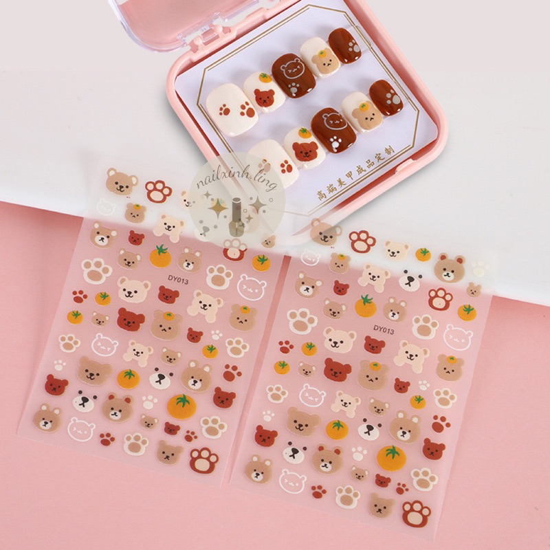 Miếng Dán Sticker Hình Gấu Nâu/Cherry/Hoa Dễ Thương Phong Cách Hàn Quốc