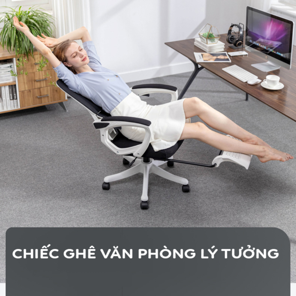 Ghế văn phòng, ghế công thái học ergonomic cao cấp có ngả lưng 135 độ, có đệm thắt lưng chống đau mỏi, BH 12 tháng