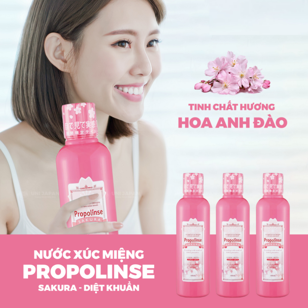 Nước súc miệng Propolinse trắng răng ngừa hôi miệng sạch cao răng nội địa Nhật Bản 600ml - Hakushi