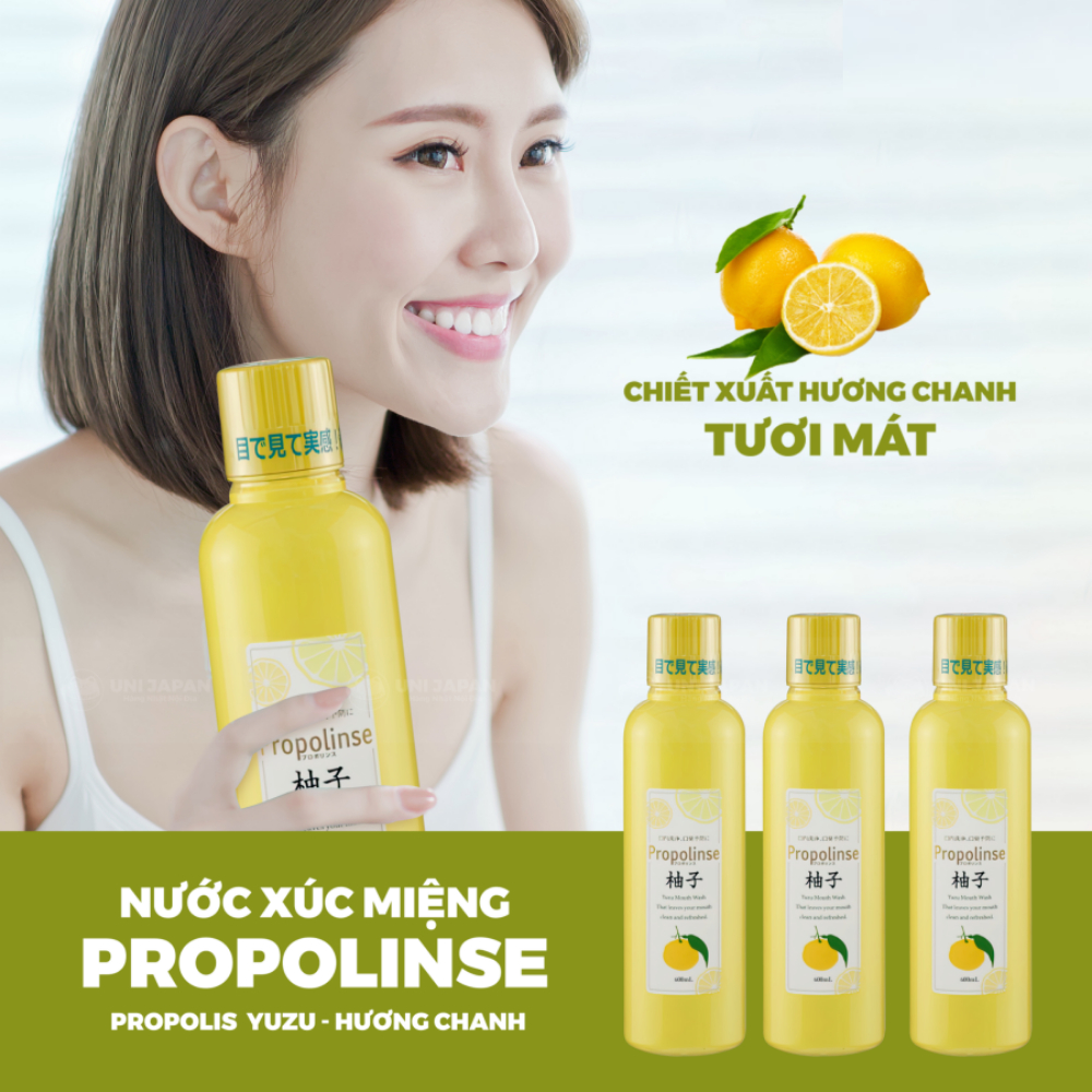 Nước súc miệng Propolinse trắng răng ngừa hôi miệng sạch cao răng nội địa Nhật Bản 600ml - Hakushi