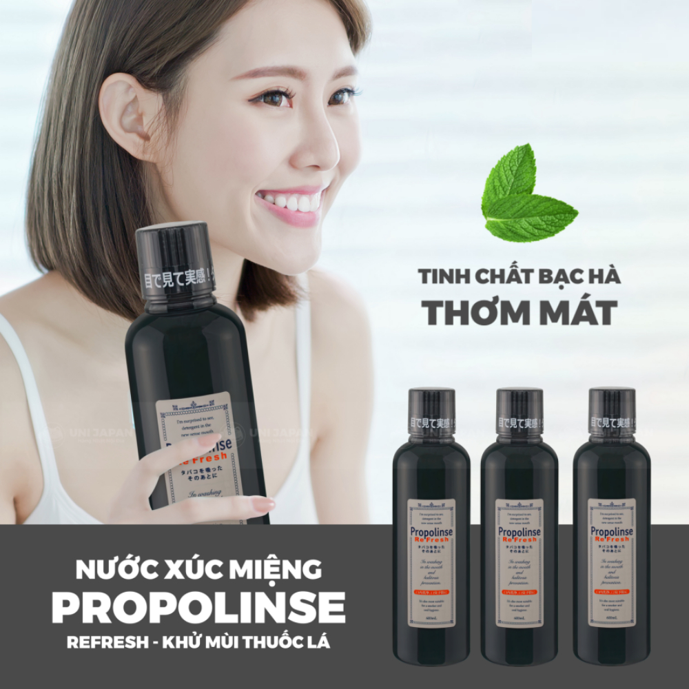 Nước súc miệng Propolinse trắng răng ngừa hôi miệng sạch cao răng nội địa Nhật Bản 600ml - Hakushi