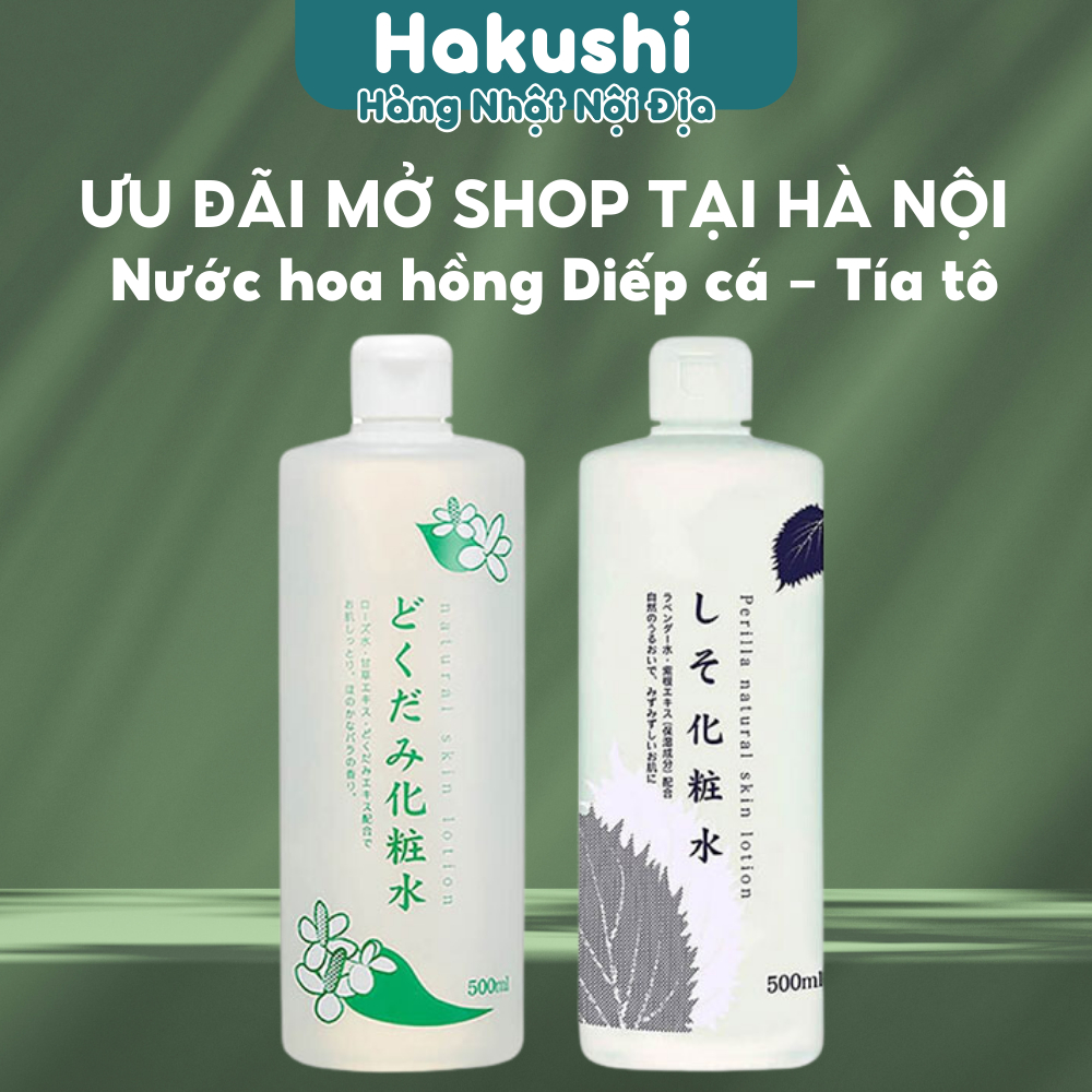 Nước hoa hồng diếp cá tía tô Chinoshio Dokudami Perilla Natural Skin Lotion nội địa Nhật Bản 500ml  - Hakushi