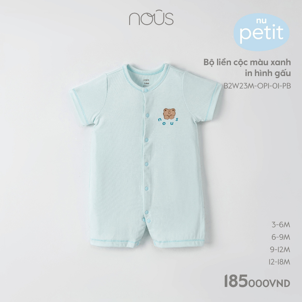 Bộ quần áo Nous liền thân cộc họa tiết nhiều màu cho bé từ 3-6 tháng đến 12-18 tháng