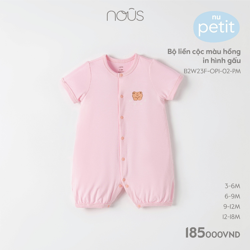Bộ quần áo Nous liền thân cộc họa tiết nhiều màu cho bé từ 3-6 tháng đến 12-18 tháng