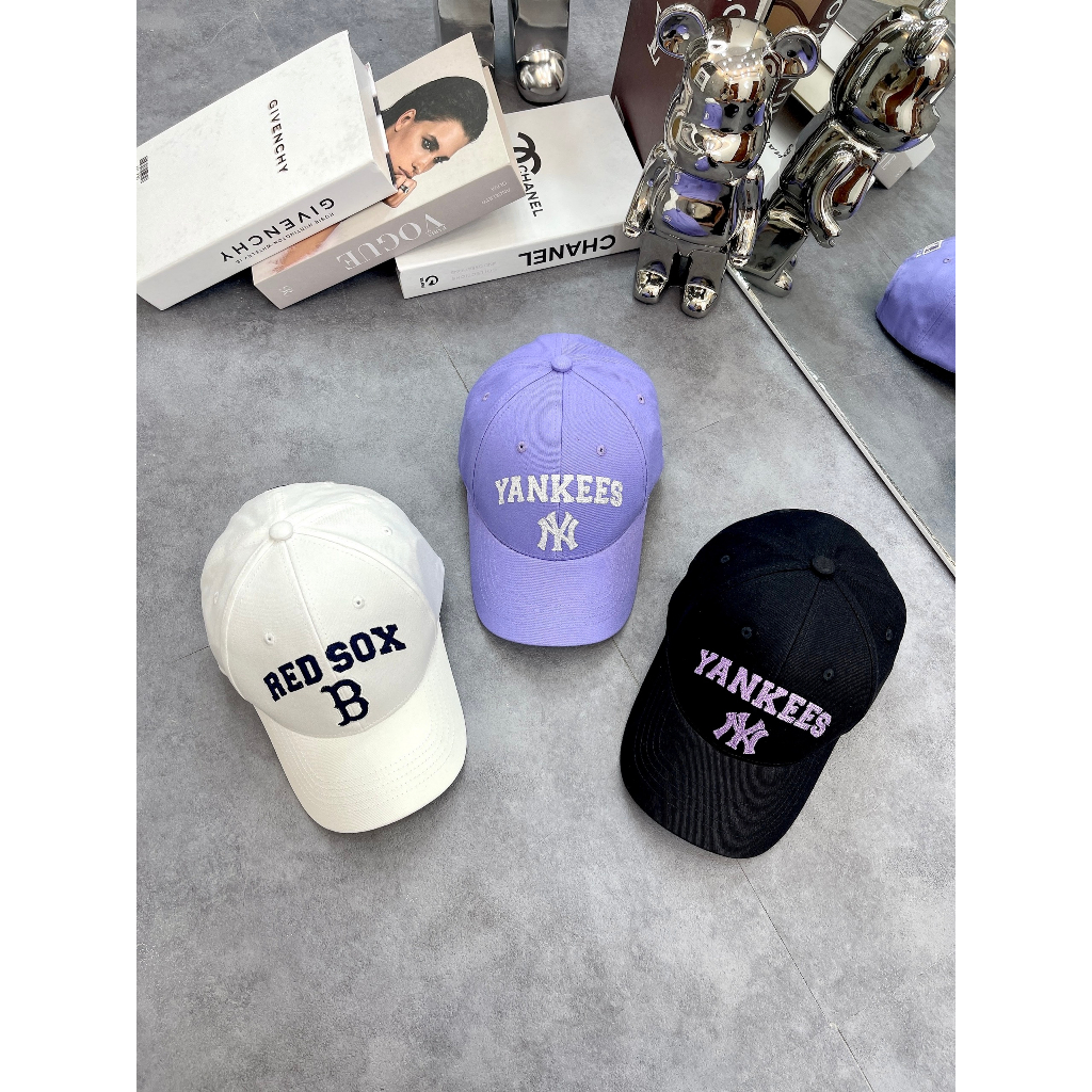 Mũ Lưỡi Trai MLB Nam Nữ Unisex Chất Liệu Kaki Thêu Logo NY B Hàng Xuất Xịn Full Tag