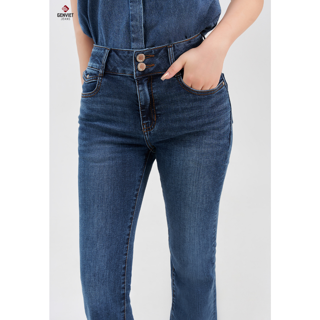 [Mã FATOP12 giảm 30K đơn 150K] Quần Dài Nữ Jeans ống loe vải TQ110J8161, GENVIET