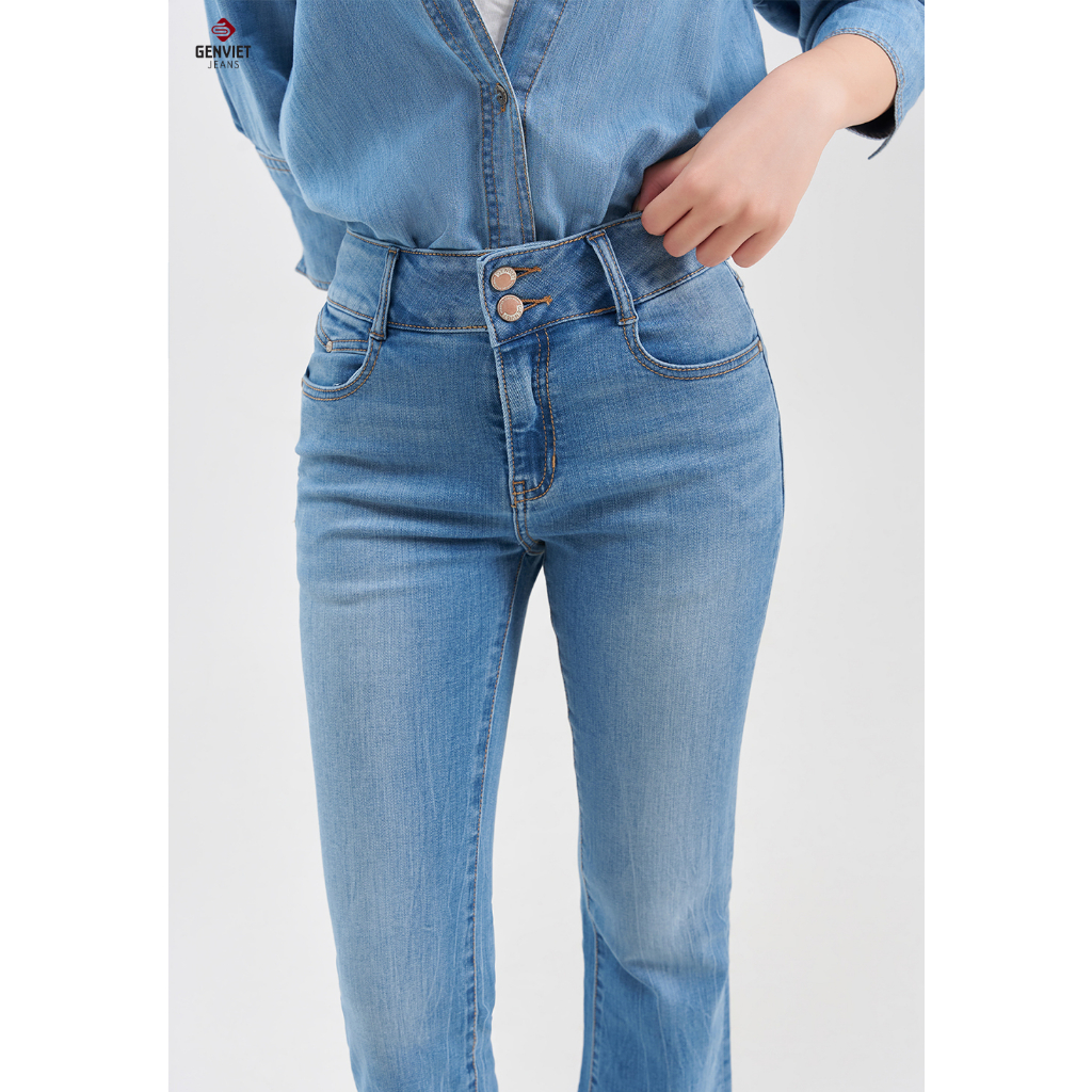 [Mã FATOP12 giảm 30K đơn 150K] Quần Dài Nữ Jeans ống loe vải TQ110J8161, GENVIET