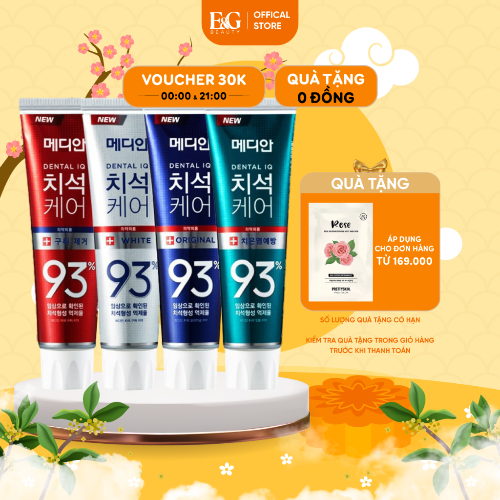Kem đánh răng ngừa sâu răng, trắng sáng MEDIAN Dental IQ 93% Hàn Quốc loại 120g