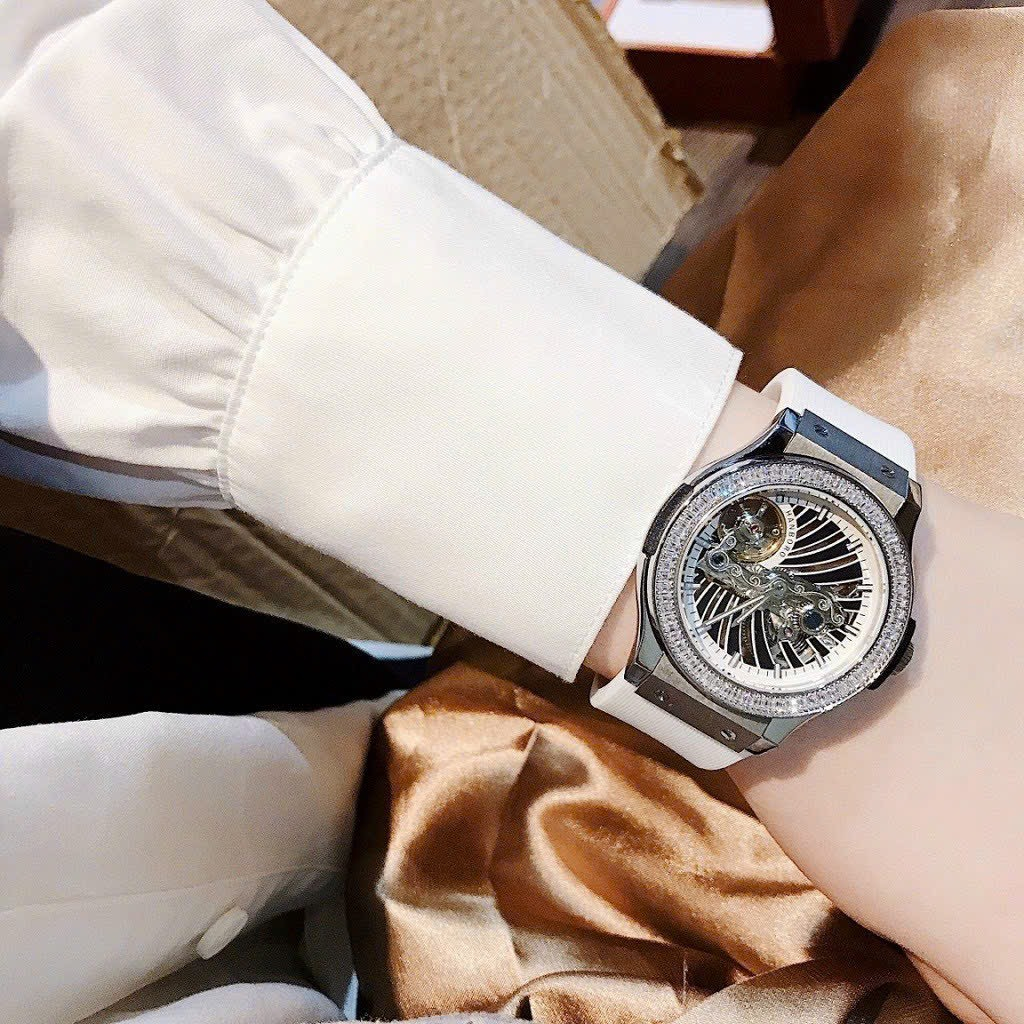 ĐỒNG HỒ NAM HANBORO lộ cơ White- Automatic- 38mm- Thép không gỉ- chống nước- bảo hành 24 tháng