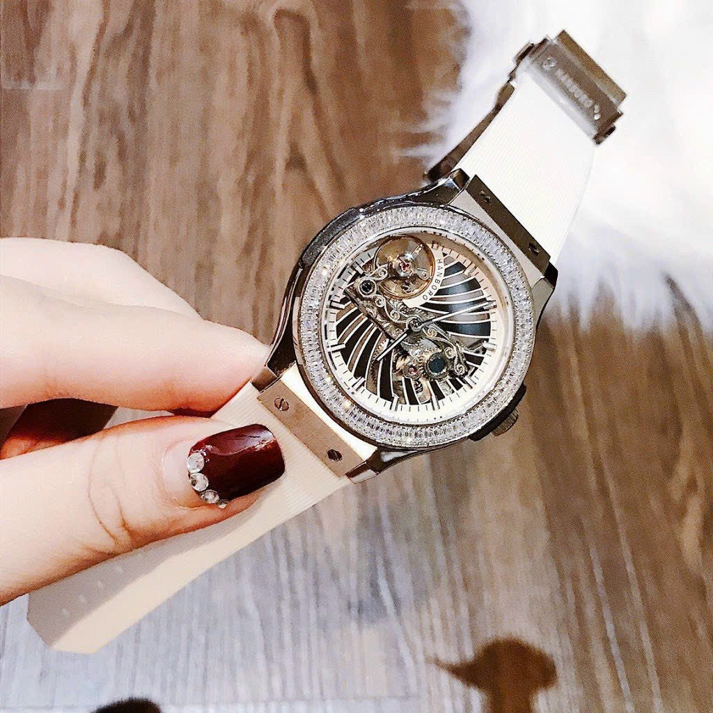 ĐỒNG HỒ NAM HANBORO lộ cơ White- Automatic- 38mm- Thép không gỉ- chống nước- bảo hành 24 tháng
