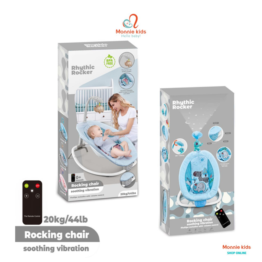 Nôi rung điện cho bé SASA gấp gọn 0m+, ghế rung nhún cho bé sơ sinh phát nhạc - Monnie Kids