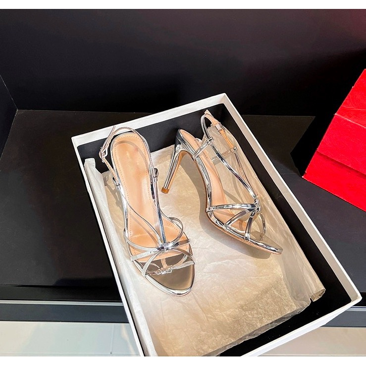 Giày Sandal Cao Gót 7 Phân Gold Dây Mảnh QUEENS STORE sang tôn da chắc chân