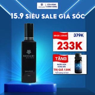 Nước Hoa Nam Thơm Lâu Bergami Savage, Nước Hoa Chính Hãng Mùi Hương GỖ SỒI Nam Tính Mạnh Mẽ, Lưu Hương 6H 35ml/chai