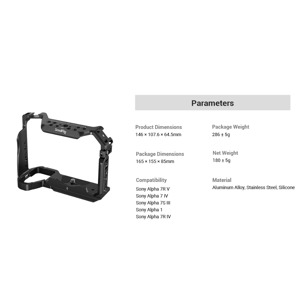 SMALLRIG 3667B - Khung Kim Loại Dành Cho Máy Ảnh Sony Alpha 7R V/Alpha 7 IV/Alpha 7 S III/Alpha 1/Alpha 7R IV