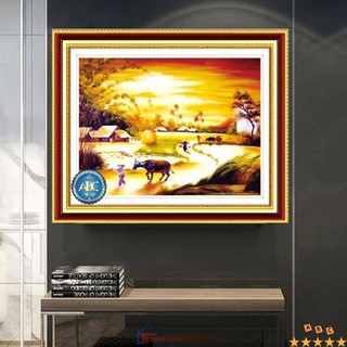 Tranh đính đá phong cảnh làng quê việt nam 70cm x 54cm