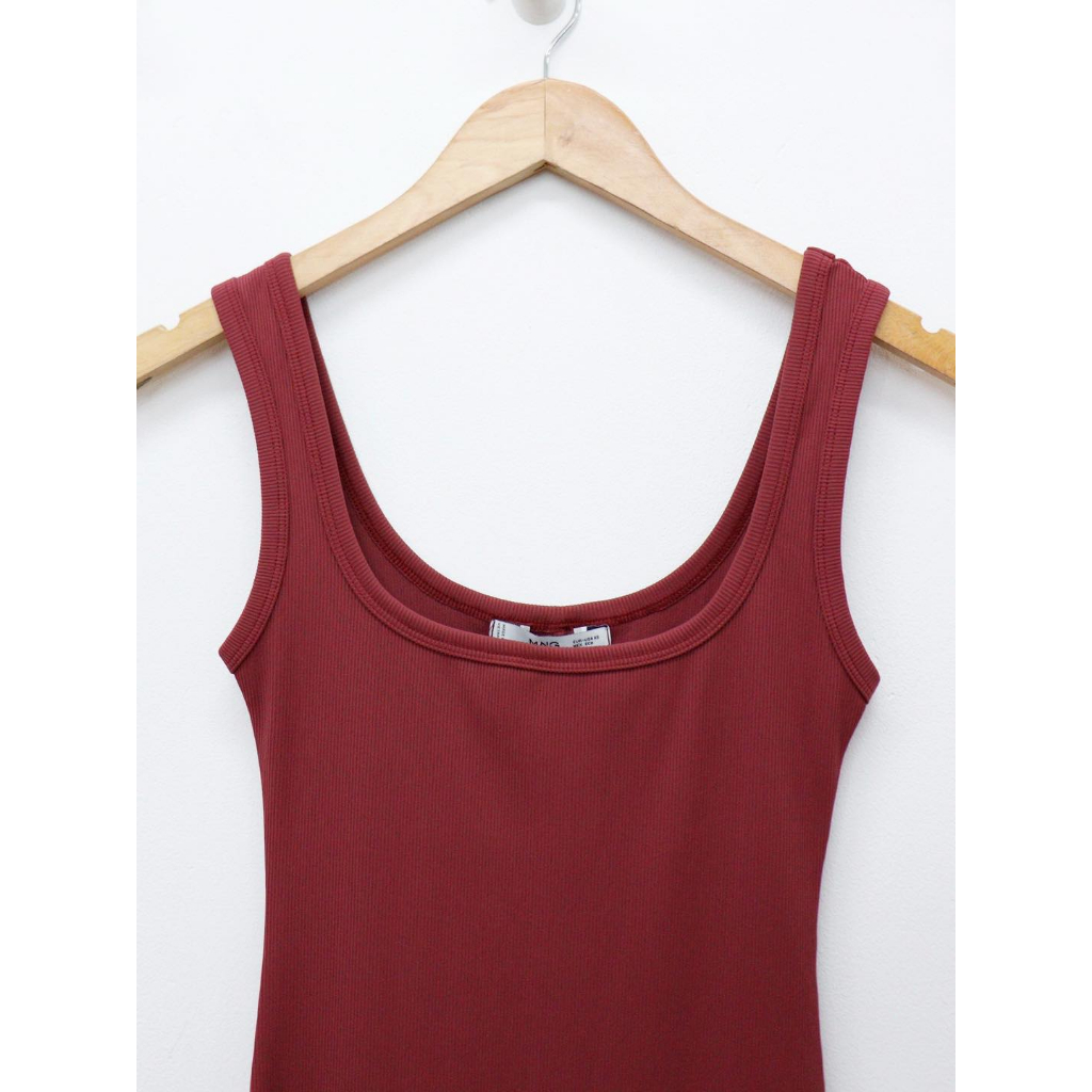 C2999 - 	Đầm thun gân 2 dây bản to xẻ sau trơn