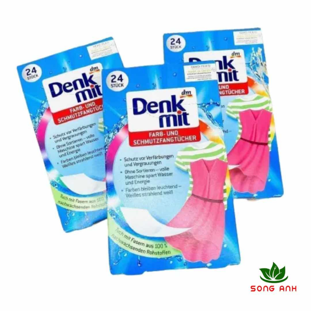 Denkmit hộp 24 tờ giấy chống phai và hút màu loang trên quần áo, không còn nỗi lo bị loang màu, hàng Đức chính hãng