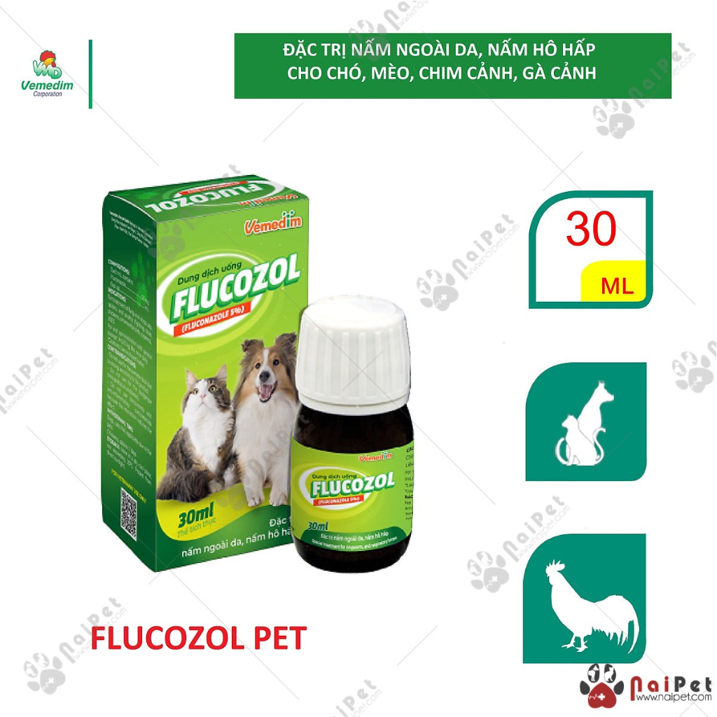 Hỗ Trợ Về Nấm Ngoài Da Nấm Hô Hấp Cho Chó Mèo Chim Gà Cảnh Flucozol Vemedim 30ml