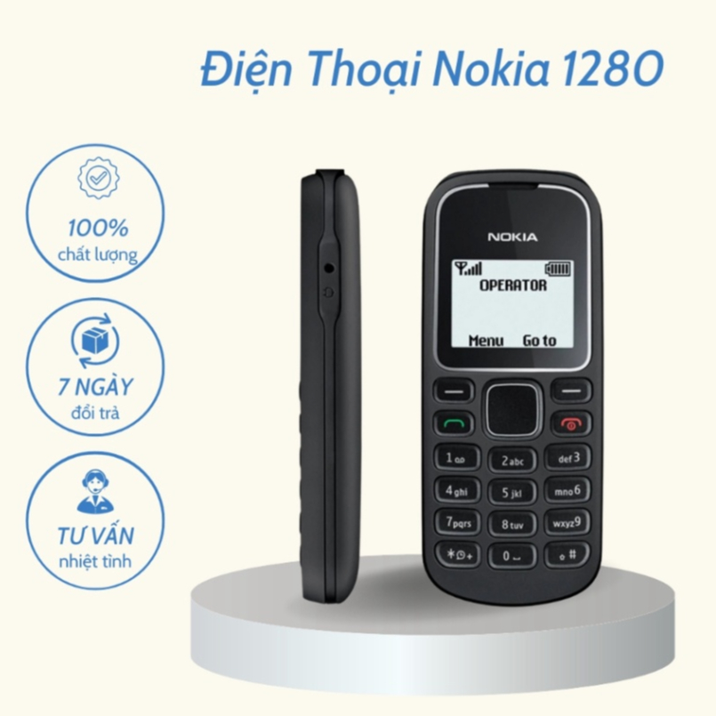 Điện Thoại Nokia 1280 - Điện Thoại Trắng Đen Còn Zin Chính Hãng Kèm Dây Sạc Bảo Hành 6 Tháng